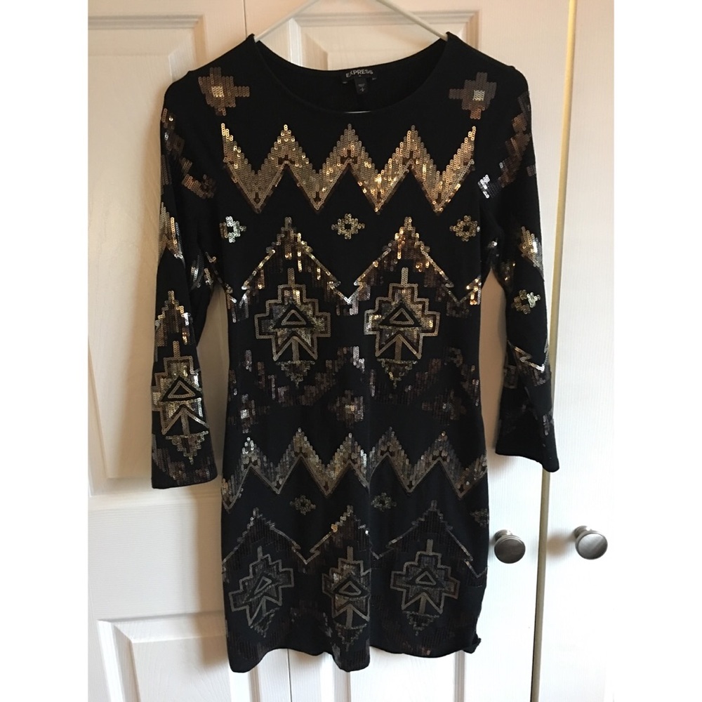 Express long sleeve sequin dress